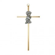 7" H Brass Cross with Emblem - Baby Boy 7" H Brass Cross with Emblem - Baby Boy