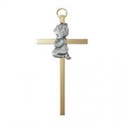 4.25" H Brass Cross with Emblem - Baby Girl 4.25" H Brass Cross with Emblem - Baby Girl