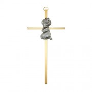 7" H Brass Cross with Emblem - Baby Girl 7" H Brass Cross with Emblem - Baby Girl