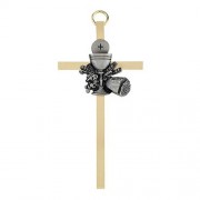 4.25" H Brass Cross with Emblem - FC Chalice 4.25" H Brass Cross with Emblem - FC Chalice