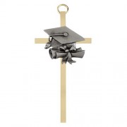 4.25" H Brass Cross with Emblem - Graduation 4.25" H Brass Cross with Emblem - Graduation