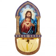 Lasered Wood Holy Water Font - Sacred Heart