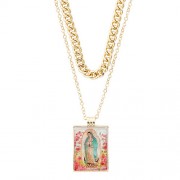Our Lady Of Guadalupe Gold Double Chain Necklace