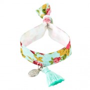 Our Lady Of Guadalupe Dangle Fabric Bracelet With Tassel