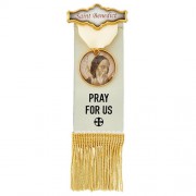 Vintage Ribbon Pin With Tassels - Saint Benedict