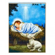 Baby Jesus with Lamb Nativity Box Sign Baby Jesus with Lamb Nativity Box Sign