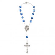Blue Glass Pearl Auto Rosary