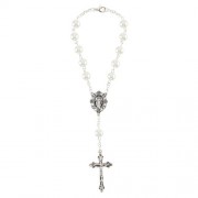 Cream Glass Pearl Auto Rosary