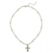 First Communion Rhinestone Pearl Necklace