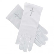First Communion Satin Gloves w/ Pearl Cross