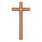 10" H Maple Hardwood Walnut Cross With Gold-Plated Inlay 10" H Maple Hardwood Walnut Cross With Gold-Plated Inlay