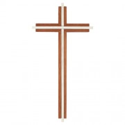 10" H Maple Hardwood Walnut Finish Cross With Nickel-Plated Inlay 10" H Maple Hardwood Walnut Finish Cross With Nickel-Plated Inlay