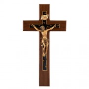 Crucifix with Floral Design - Golden Brown