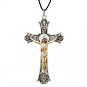 Holy Mass Pendant Crucifix - Silver with Cord