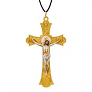 Holy Mass Pendant Crucifix - Gold with Cord