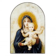 Arched Wood Plaque - Bouguereau: Madonna and Child Arched Wood Plaque - Bouguereau: Madonna and Child