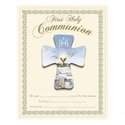 Wood Lasered Cross with Certificate First Communion Wood Lasered Cross with Certificate First Communion