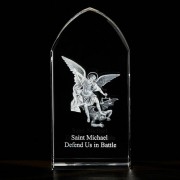 Saint Michael Etched Glass Stand