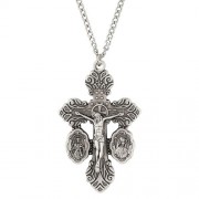Divine Mercy and Saint Faustina Dual Medal Crucifix Pendant