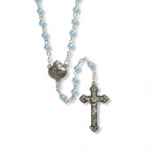 Boy's Blue Baptism Rosary - Pearl