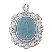 Sterling Silver Medal - Miraculous - Blue Sterling Silver Medal - Miraculous - Blue
