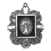 Sterling Silver Medal - Miraculous Medal - Black Sterling Silver Medal - Miraculous Medal - Black
