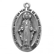 Sterling Silver Medal - Miraculous - Large Oval (SS8745) Sterling Silver Medal - Miraculous - Large Oval (SS8745)