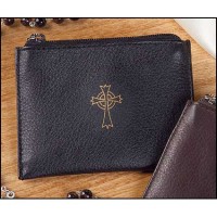 Black Leather Rosary Case - Pack of 3