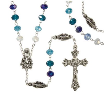 Blue Marian Rosary - 2 inch Crucifix - 886083382161 - WC720