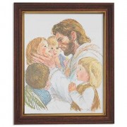 Christ w/Children 8x10 Print w/Wood Finish Frame Christ w/Children 8x10 Print w/Wood Finish Frame