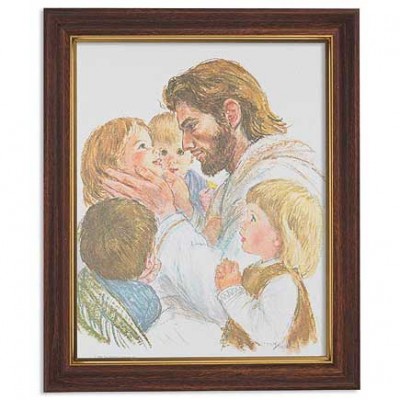 Christ w/Children 8x10 Print w/Wood Finish Frame - 886083239281 - 81-524