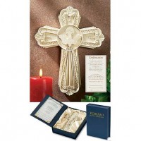 Confirmation Boxed Cross Resin 7 1/2 inch