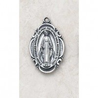 Miraculous Mary Sterling Silver Medal 1 inch w/Chain
