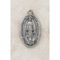 Miraculous Sterling Silver Medal 1 1/8 inch w/Chain