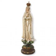 Our Lady of Fatima Statue Resin 24 inch w/Gold Highlights