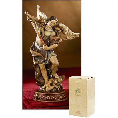 Saint Michael Resin Statue 6.5 inch w/Gift Box - 780090975647 - ND129 Saint Michael Resin Statue 6.5 inch w/Gift Box - 780090975647 - ND129