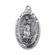 Silver 1 1/8 inch Our Lady of Guadalupe Medal w/Chain Silver 1 1/8 inch Our Lady of Guadalupe Medal w/Chain