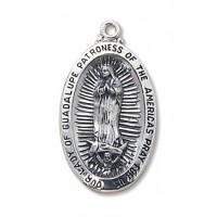 Silver 1 1/8 inch Our Lady of Guadalupe Medal w/Chain Silver 1 1/8 inch Our Lady of Guadalupe Medal w/Chain