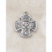 Silver Four Way 3/4 in. Medal on 18 inch Chain Silver Four Way 3/4 in. Medal on 18 inch Chain