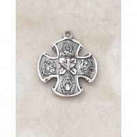 Silver Four Way 3/4 in. Medal on 18 inch Chain