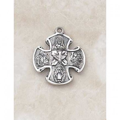 Silver Four Way 3/4 in. Medal on 18 inch Chain - 886083216336 - SS444