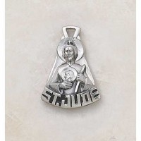 Silver Oxidized 1 1/8 inch Saint Jude Medal w/24 inch Chain
