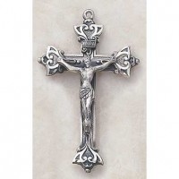 Silver Oxidized 1 3/4in. Crucifix w/24 inch Necklace Chain