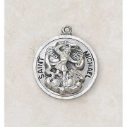 Silver Oxidized 7/8 inch Saint Michael Medal w/24 inch Chain Silver Oxidized 7/8 inch Saint Michael Medal w/24 inch Chain