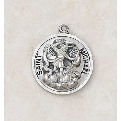Silver Oxidized 7/8 inch Saint Michael Medal w/24 inch Chain - 886083104947 - SO827-39 Silver Oxidized 7/8 inch Saint Michael Medal w/24 inch Chain - 886083104947 - SO827-39
