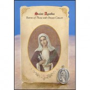 St Agatha (Breast Cancer) Healing Catholic Prayer Card w/Medal - Pack of 6