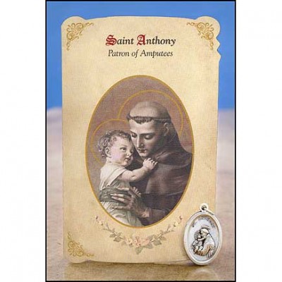 St Anthony (Amputees) Healing Holy Card w/Medal - Pack of 6 - 780090903794 - MC012 St Anthony (Amputees) Healing Holy Card w/Medal - Pack of 6 - 780090903794 - MC012