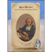 St Benedict (Kidney Disease) Healing Catholic Prayer Card w/Medal - Pack of 6
