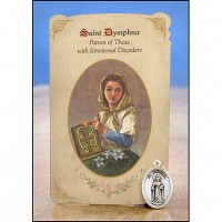 St Dymphna (Emotional Disorders) Healing Catholic Prayer Card w/Medal - Pack of 6