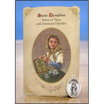 St Dymphna (Emotional Disorders) Healing Holy Card w/Medal - Pack of 6 - 780090903893 - MC022